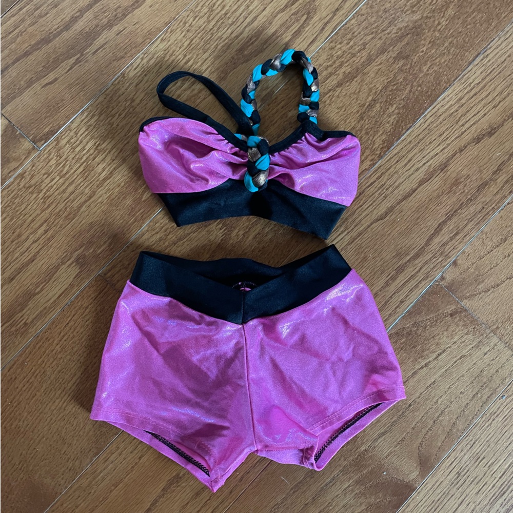 Pink and Black Two-Piece Dance Outfit